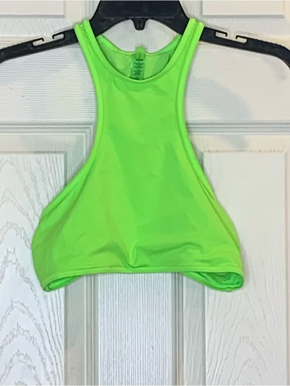 SKIMS Signature Swim High Neck Racer Top Size Large Neon Green